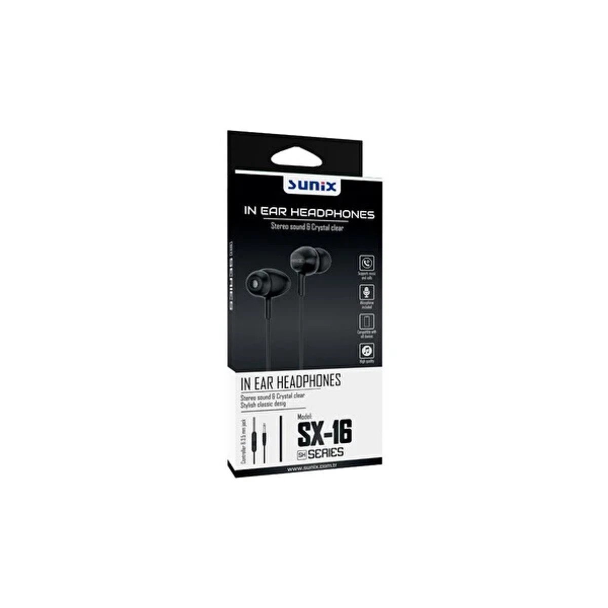 SX-16 Stereo Mikrofonlu 3.5 MM Siyah Kulak İçi Kablolu Kulaklık
